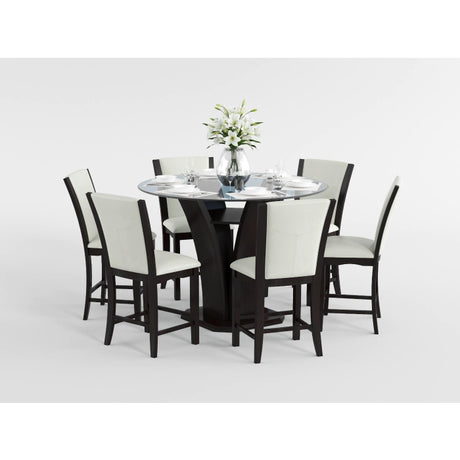 Daisy Espresso 48" Glass-Top Round Counter Height Table from Homelegance - Luna Furniture