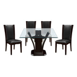 Daisy Espresso/White 5-Piece 54" Glass-Top Square Dining Room Set