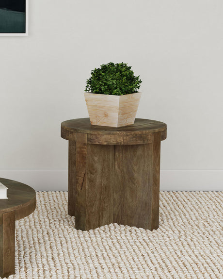 Kinkaid Brown Round Solid Mango Wood End Table from Coaster - Luna Furniture