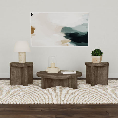 Kinkaid Brown 3-Piece Solid Wood Coffee and End Table Set from Coaster - Luna Furniture