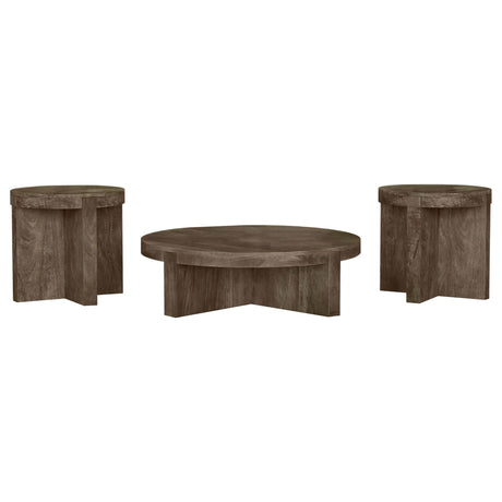 Kinkaid Brown 3-Piece Solid Wood Coffee and End Table Set from Coaster - Luna Furniture