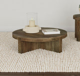 Kinkaid Brown Round Solid Mango Wood Coffee Table from Coaster - Luna Furniture