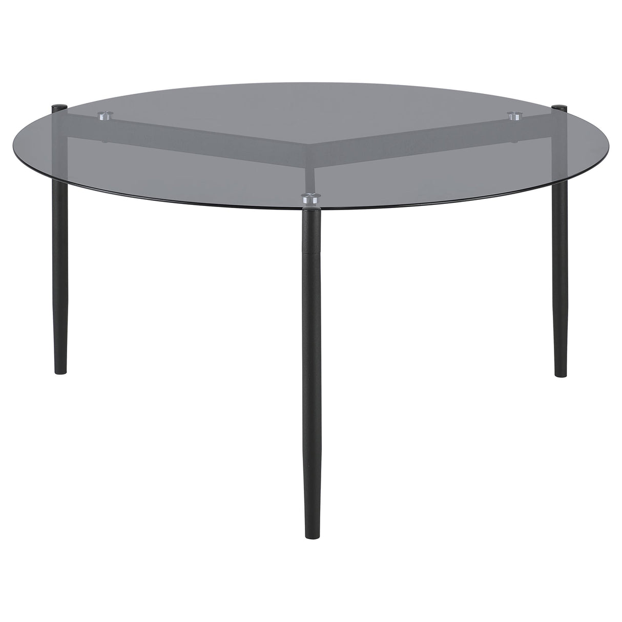 Rosalie Sandy Black Round Smoked Glass Top Coffee Table from Coaster - Luna Furniture
