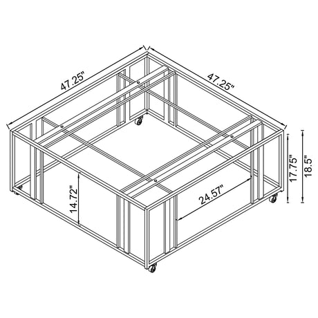 Adri Black Nickel Square Glass Top Coffee Table with Casters from Coaster - Luna Furniture