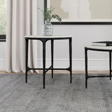 Hermas White Round Genuine Marble Top Metal End Side Table from Coaster - Luna Furniture