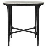 Hermas White Round Genuine Marble Top Metal End Side Table from Coaster - Luna Furniture