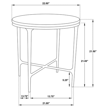 Hermas White Round Genuine Marble Top Metal End Side Table from Coaster - Luna Furniture