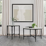 Hermas White Round Genuine Marble Top Metal End Side Table from Coaster - Luna Furniture