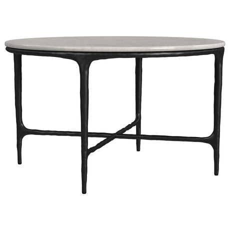 Hermas White 3-Piece Round Marble Coffee and End Table Set from Coaster - Luna Furniture
