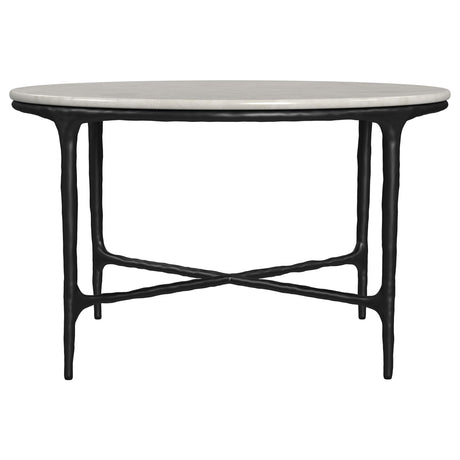 Hermas White 3-Piece Round Marble Coffee and End Table Set from Coaster - Luna Furniture