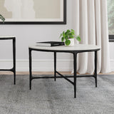 Hermas White Round Genuine Marble Top Metal Coffee Table from Coaster - Luna Furniture