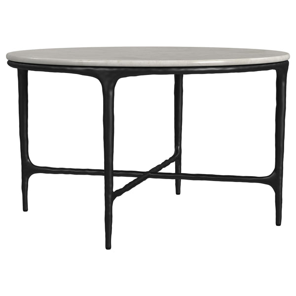 Hermas White Round Genuine Marble Top Metal Coffee Table