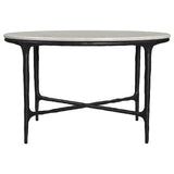 Hermas White Round Genuine Marble Top Metal Coffee Table from Coaster - Luna Furniture