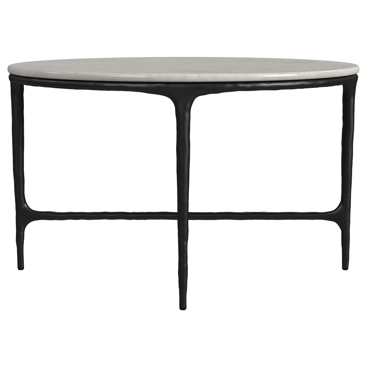 Hermas White Round Genuine Marble Top Metal Coffee Table from Coaster - Luna Furniture