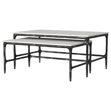 Ebby White 2-Piece Genuine Marble Top Nesting Coffee Tables from Coaster - Luna Furniture