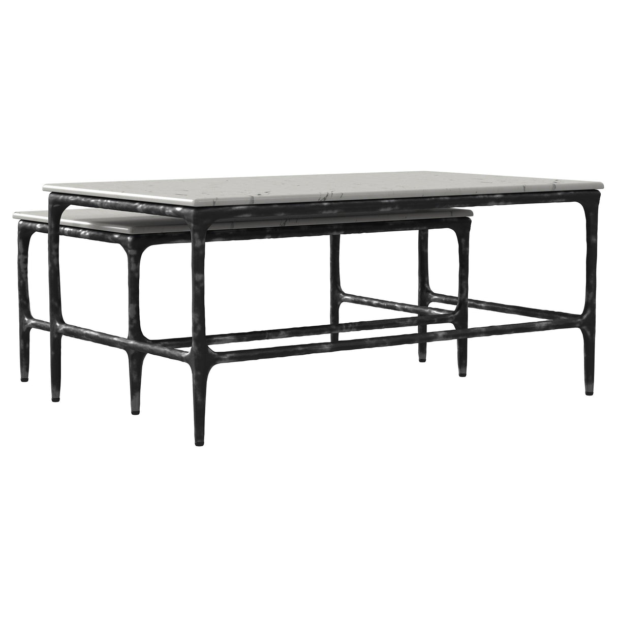 Ebby White 2-Piece Genuine Marble Top Nesting Coffee Tables from Coaster - Luna Furniture
