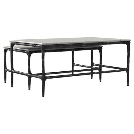Ebby White 2-Piece Genuine Marble Top Nesting Coffee Tables from Coaster - Luna Furniture
