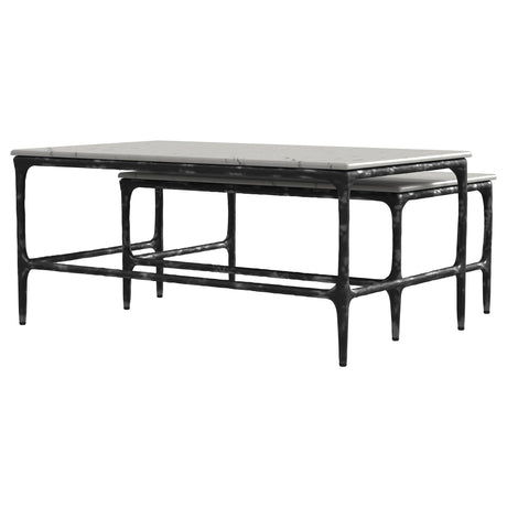 Ebby White 2-Piece Genuine Marble Top Nesting Coffee Tables from Coaster - Luna Furniture