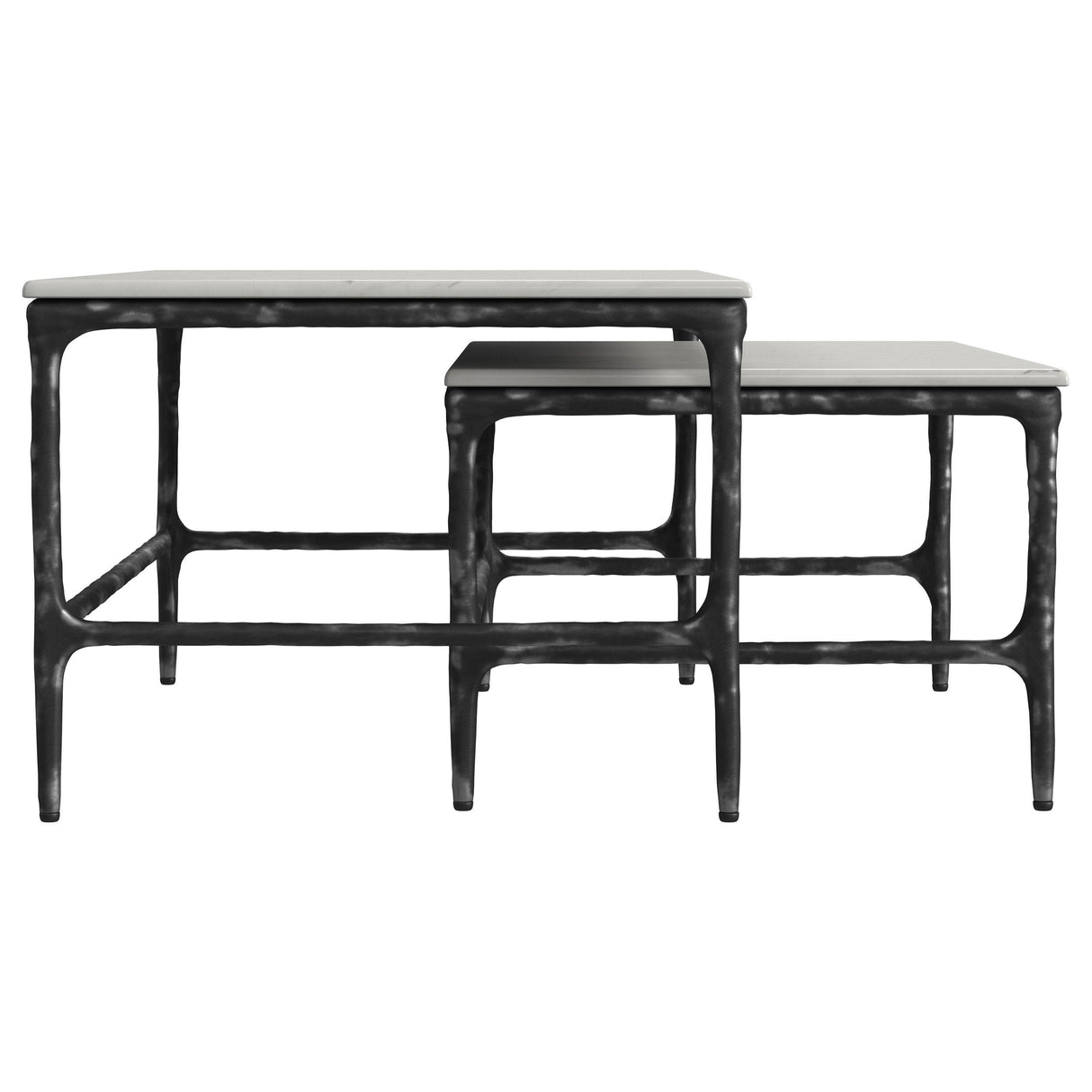 Ebby White 2-Piece Genuine Marble Top Nesting Coffee Tables from Coaster - Luna Furniture