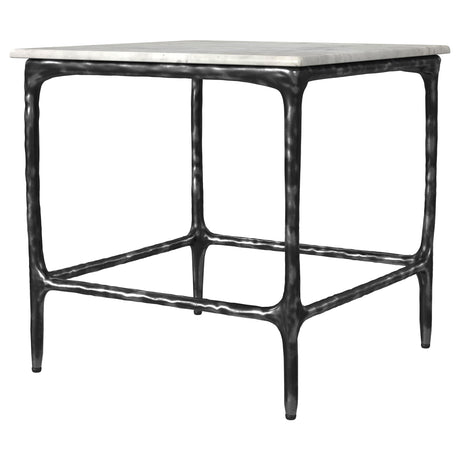 Ebby White Square Genuine Marble Top Metal End Table from Coaster - Luna Furniture