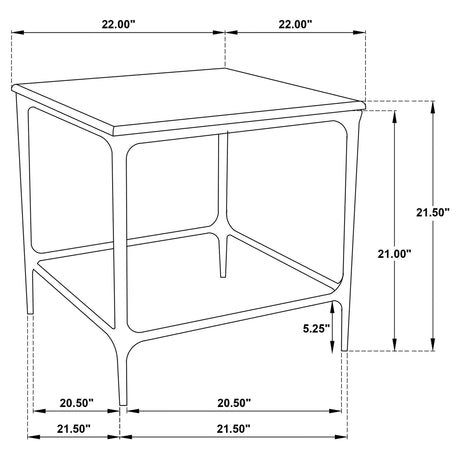 Ebby White Square Genuine Marble Top Metal End Table from Coaster - Luna Furniture