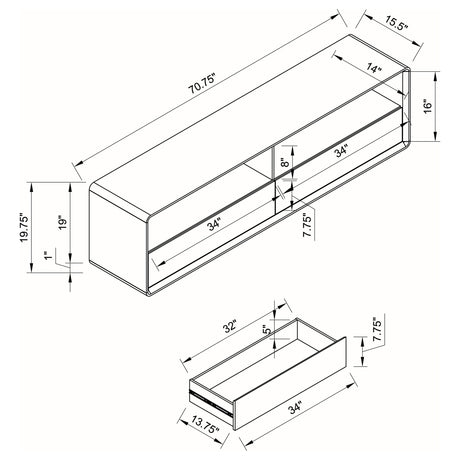 Ellice White TV Stand Media Console from Coaster - Luna Furniture