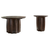 Cayenne Walnut 2-Piece Solid Mango Wood Coffee Table Set from Coaster - Luna Furniture