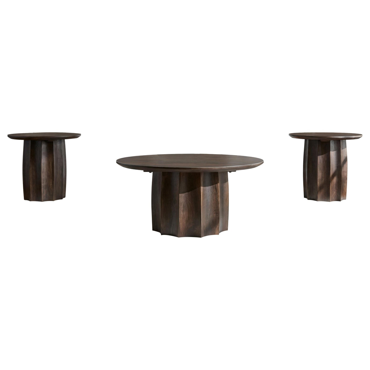Cayenne Walnut 3-Piece Solid Mango Wood Coffee Table Set from Coaster - Luna Furniture