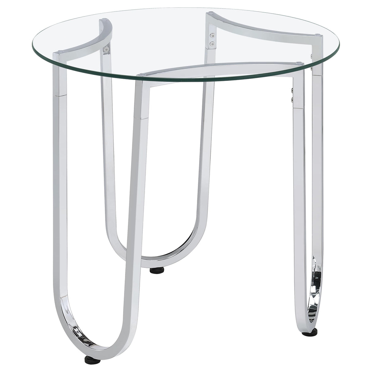 Beller Chrome Round Tempered Glass Top End Side Table from Coaster - Luna Furniture