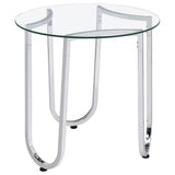 Beller Chrome Round Tempered Glass Top End Side Table from Coaster - Luna Furniture