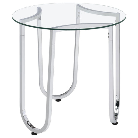 Beller Chrome Round Tempered Glass Top End Side Table from Coaster - Luna Furniture