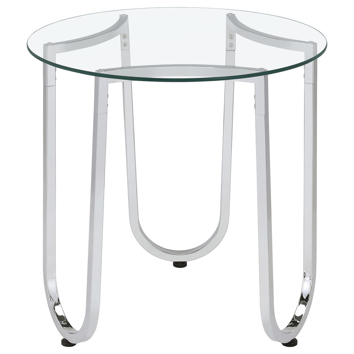 Beller Chrome Round Tempered Glass Top End Side Table from Coaster - Luna Furniture