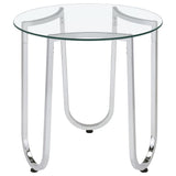 Beller Chrome Round Tempered Glass Top End Side Table from Coaster - Luna Furniture