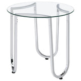 Beller Chrome Round Tempered Glass Top End Side Table from Coaster - Luna Furniture