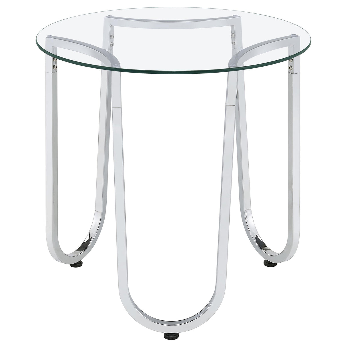 Beller Chrome Round Tempered Glass Top End Side Table from Coaster - Luna Furniture