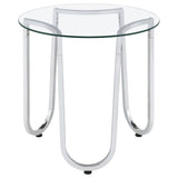 Beller Chrome Round Tempered Glass Top End Side Table from Coaster - Luna Furniture