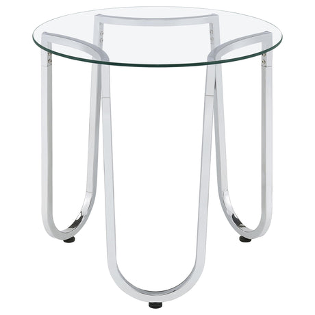Beller Chrome Round Tempered Glass Top End Side Table from Coaster - Luna Furniture