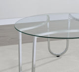 Beller Chrome Round Tempered Glass Top End Side Table from Coaster - Luna Furniture