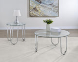 Beller Chrome Round Tempered Glass Top End Side Table from Coaster - Luna Furniture