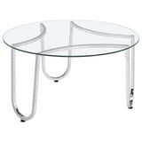 Beller Chrome Round Tempered Glass Top Cocktail Coffee Table from Coaster - Luna Furniture