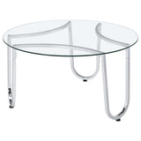 Beller Chrome Round Tempered Glass Top Cocktail Coffee Table from Coaster - Luna Furniture