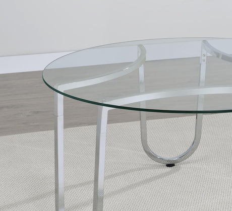 Beller Chrome Round Tempered Glass Top Cocktail Coffee Table from Coaster - Luna Furniture