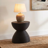 Macedo Black Round Ribbed Rattan Drum End Table from Coaster - Luna Furniture