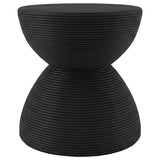 Macedo Black Round Ribbed Rattan Drum End Table from Coaster - Luna Furniture