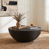 Macedo Black Round Ribbed Rattan Coffee Table from Coaster - Luna Furniture