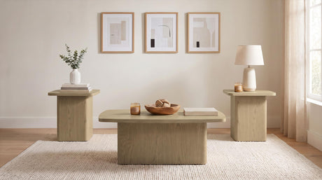 Fraser Greige 3-Piece Pedestal Coffee and End Table Set from Coaster - Luna Furniture