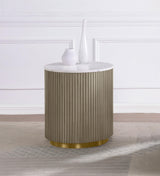 Jason Greige/White Marble Round Marble Top Side End Table from Coaster - Luna Furniture