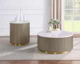 Jason Greige/White Marble Round Marble Top Side End Table from Coaster - Luna Furniture