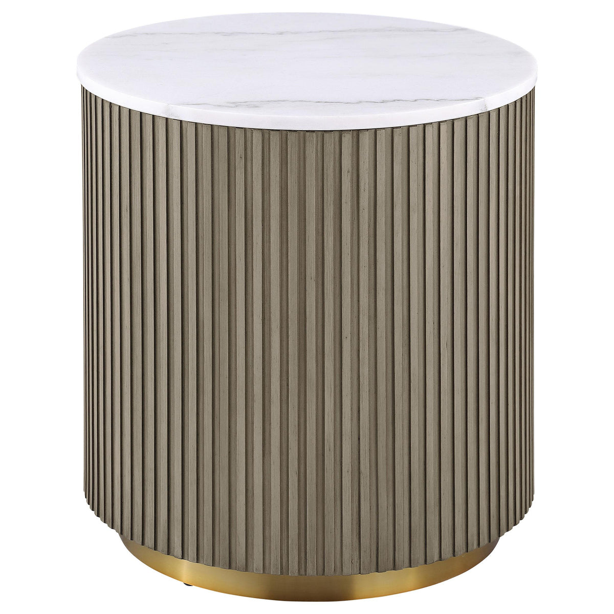 Jason Greige/White 2-Piece Round Marble Coffee Table Set from Coaster - Luna Furniture