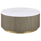 Jason Greige/White Marble Round Marble Top Coffee Table from Coaster - Luna Furniture